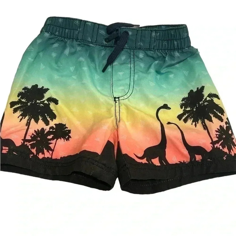 Dinosaur-Print Swim Trunks for Toddler Boys